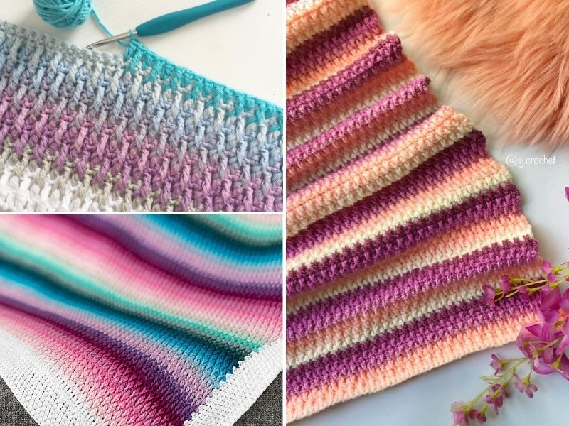 Alpine Stitch in Round Crochet Baby Blanket Pattern