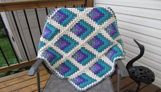 Baby Boy Blanket Pattern - Crochet Mitered Granny