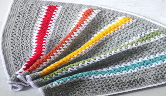 Baby Boy Blanket Pattern - Mesh Stitch Crochet Stripe