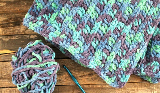 Baby Boy Blanket Pattern - Ocean Stripes Bulky Crochet