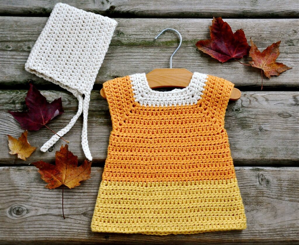 Candy Corn Crochet Baby Dress Pattern