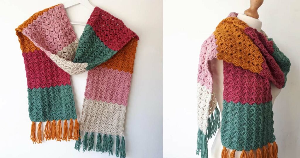 Color Block Crochet Scarf