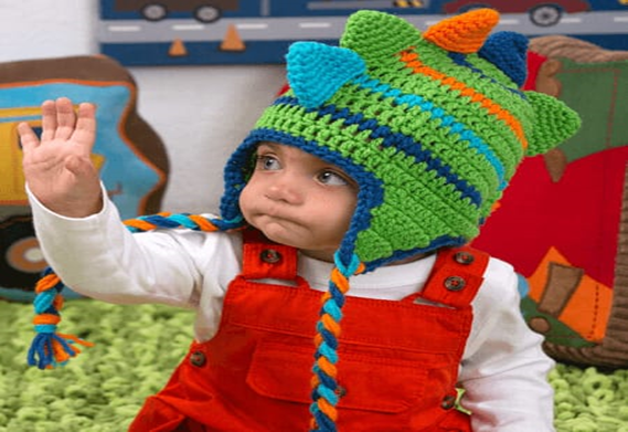 Crochet Dino Stripes Baby Hat Pattern