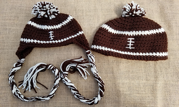 Crochet Football Earflap Hat