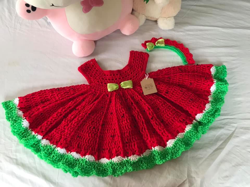 Cute Watermelon Crochet Baby Dress Pattern