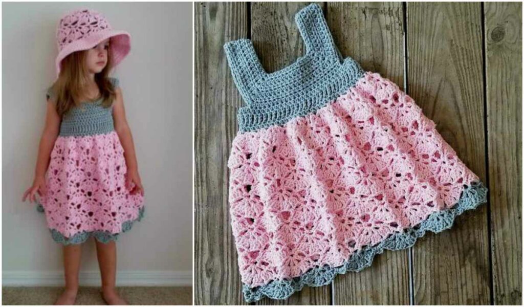 Falling Fans Crochet Baby Dress Pattern