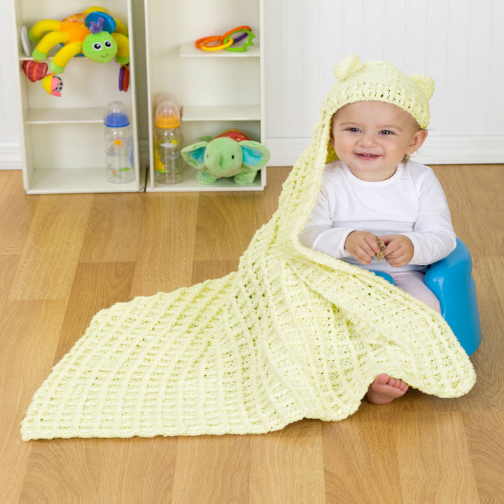 Hooded Baby Boy Blanket Crochet Pattern