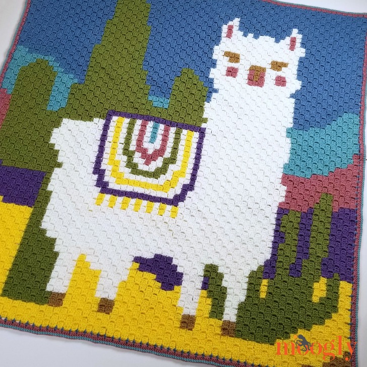 Llama C2C Baby Boy Blanket Crochet Pattern