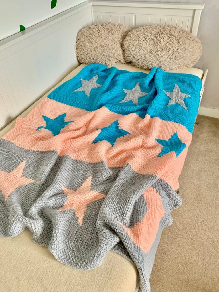 Moon and Stars Tunisian Baby Blanket