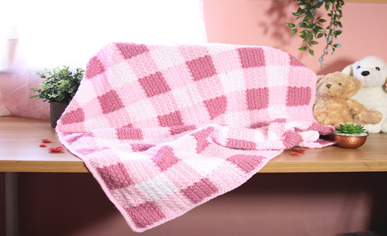 Pale Pink and Fuschia Pink Plaid Baby Blanket Pattern