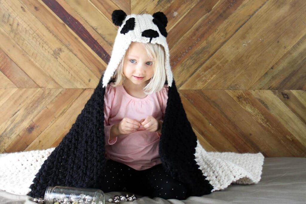 Panda Hooded Baby Afghan