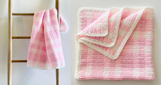 Pink And White Plaid Baby Blanket Pattern