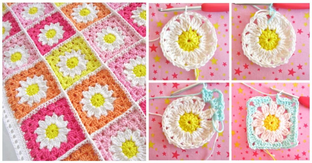 Pink Daisy Crochet Baby Blanket Pattern
