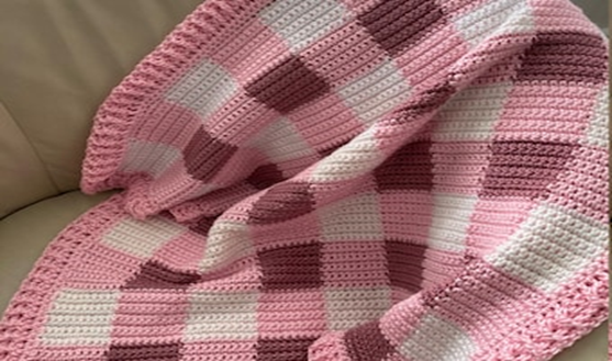 Pink and Mauve Baby Plaid Crochet Blanket Pattern