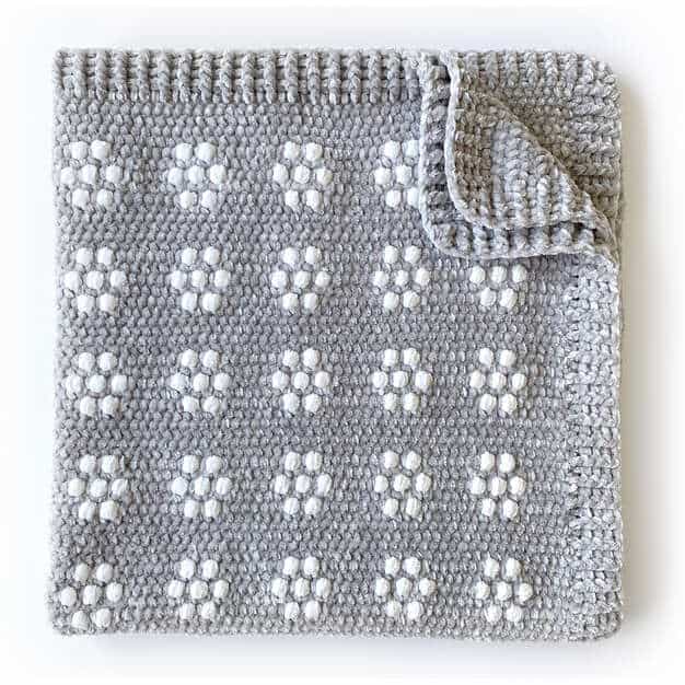 Silver and White Polka Dot Blanket