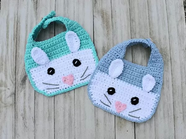 Bunny-Shaped Crocheted Baby Bib