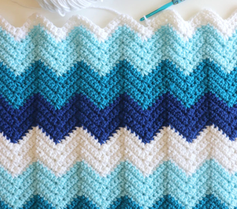 Crochet Chevron Fluffy Blanket Pattern