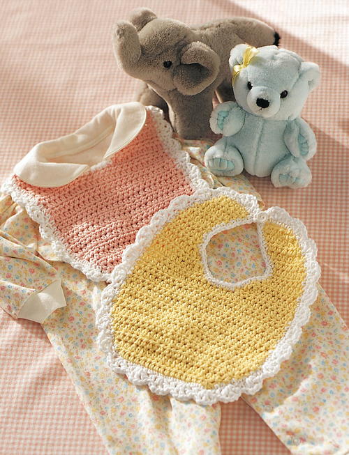 Crocheted Baby Bib with White Edges