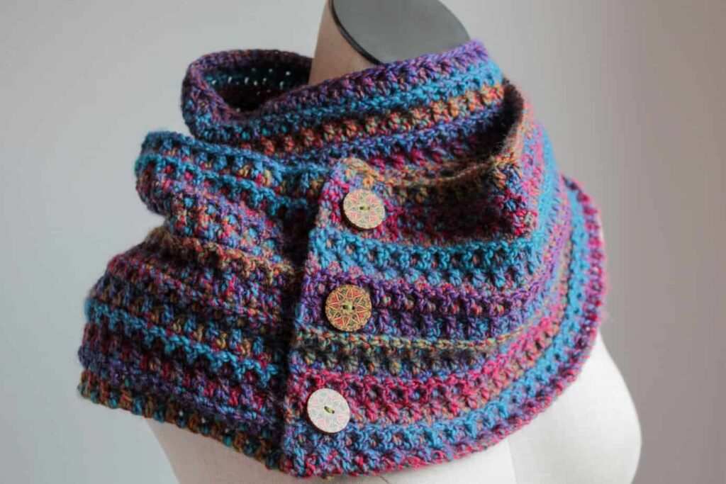 Multi-Colored Buttoned Infinity Scarf