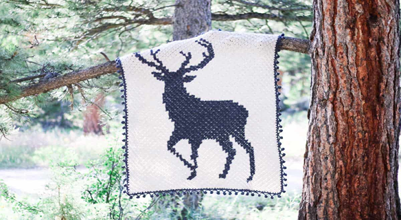 C2C Crochet Christmas Deer Blanket