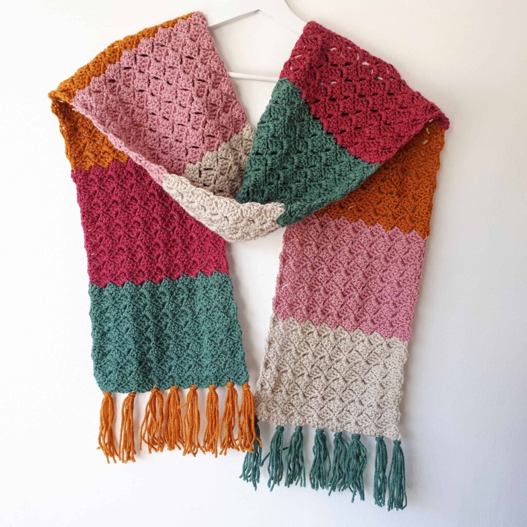Color Block Striped Scarf Crochet Pattern