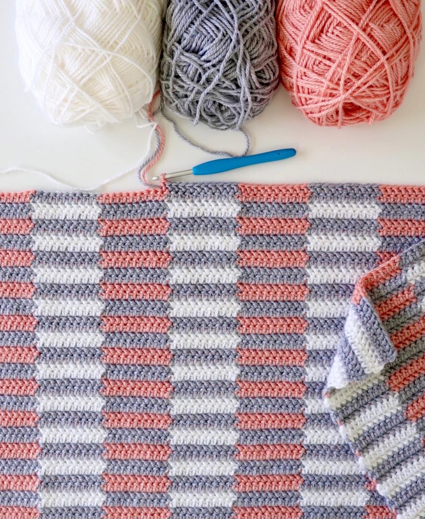 Crochet Mini Half Stripe Baby Blanket