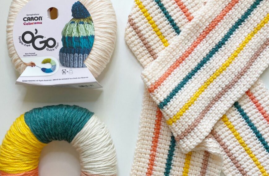 How to Crochet Caron O’go Colorama Halo Scarf